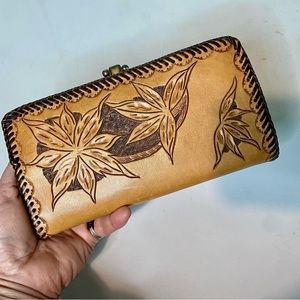 Vintage tooled boho leather wallet